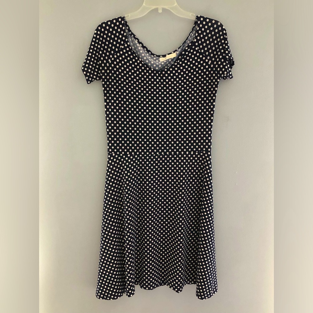 Navy and White Polka Dot Dress